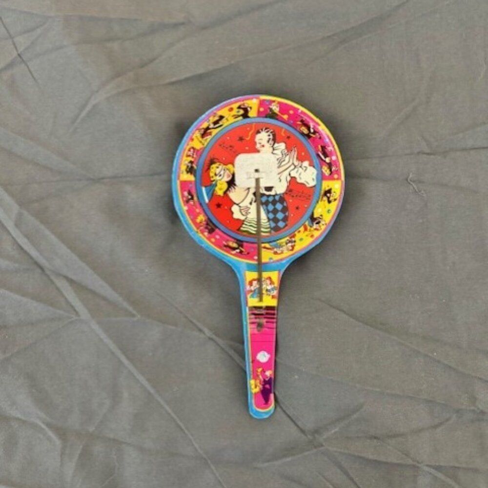 Vintage Tin Lithograph US Metal Kids Toy Party Noise Clapper Mardi Gras